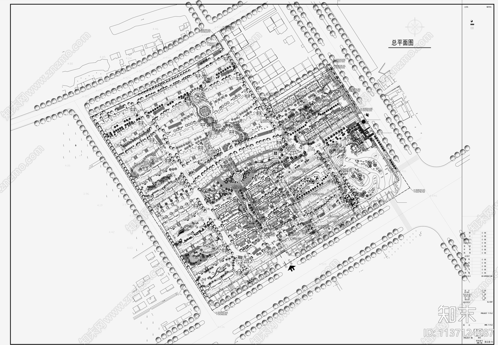 小区规划景观平面图施工图下载【ID:1137124987】