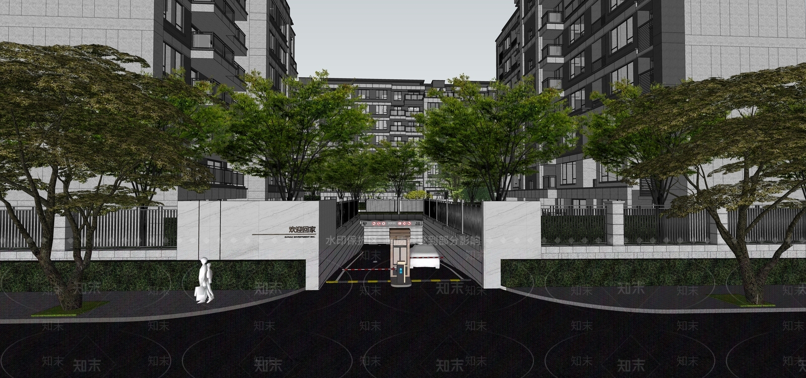 现代停车场入口SU模型下载【ID:1136491815】