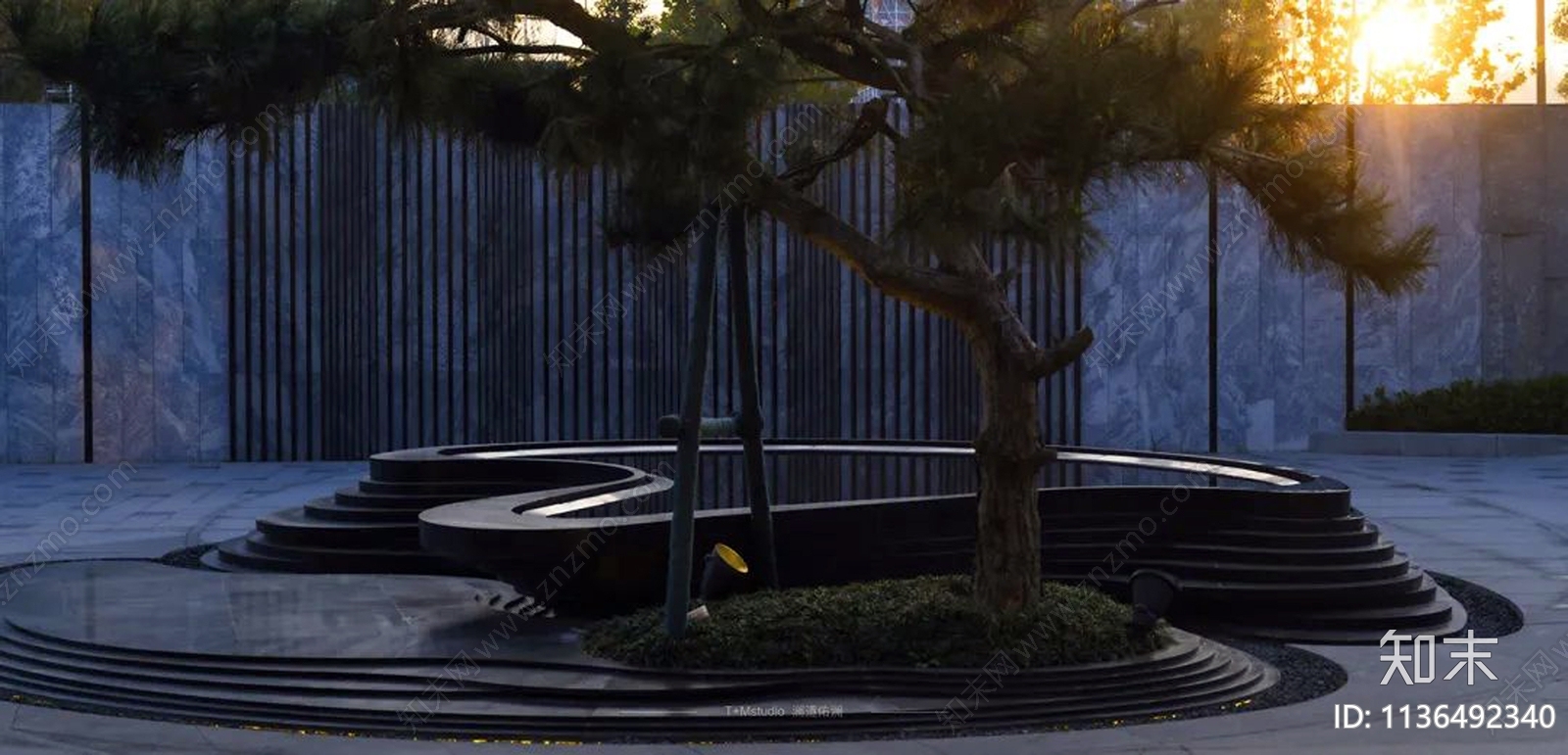 现代风格圆形曲线水景施工图下载【ID:1136492340】