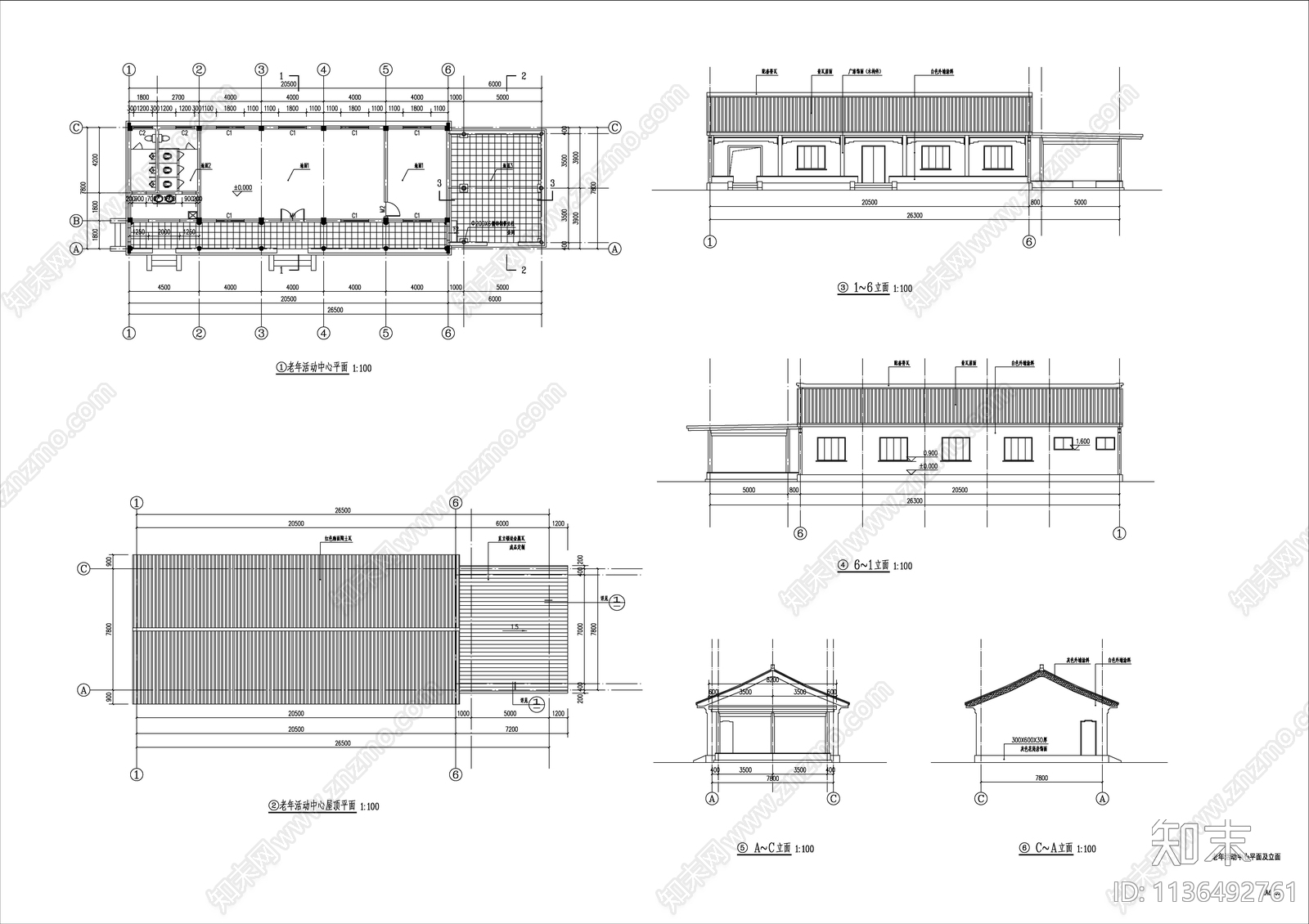 老年活动中心建筑改造详图cad施工图下载【ID:1136492761】