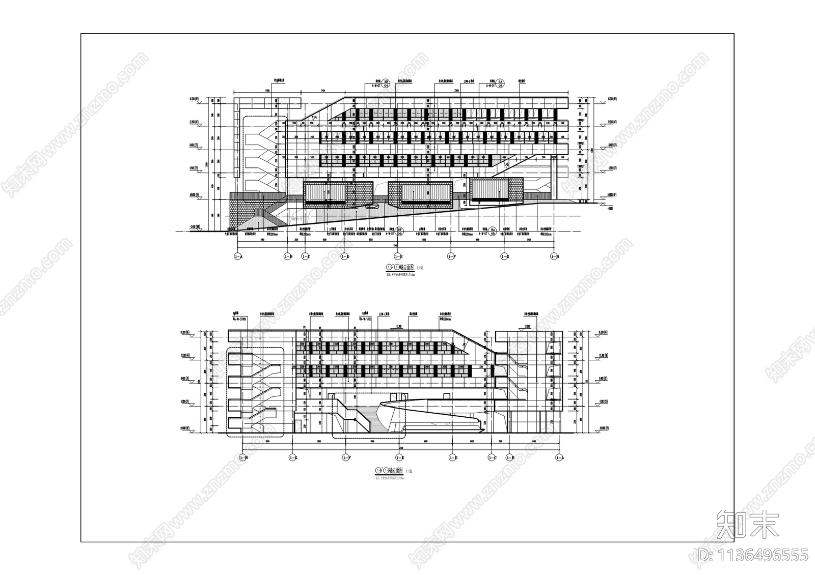 桂花园小学建筑cad施工图下载【ID:1136496555】