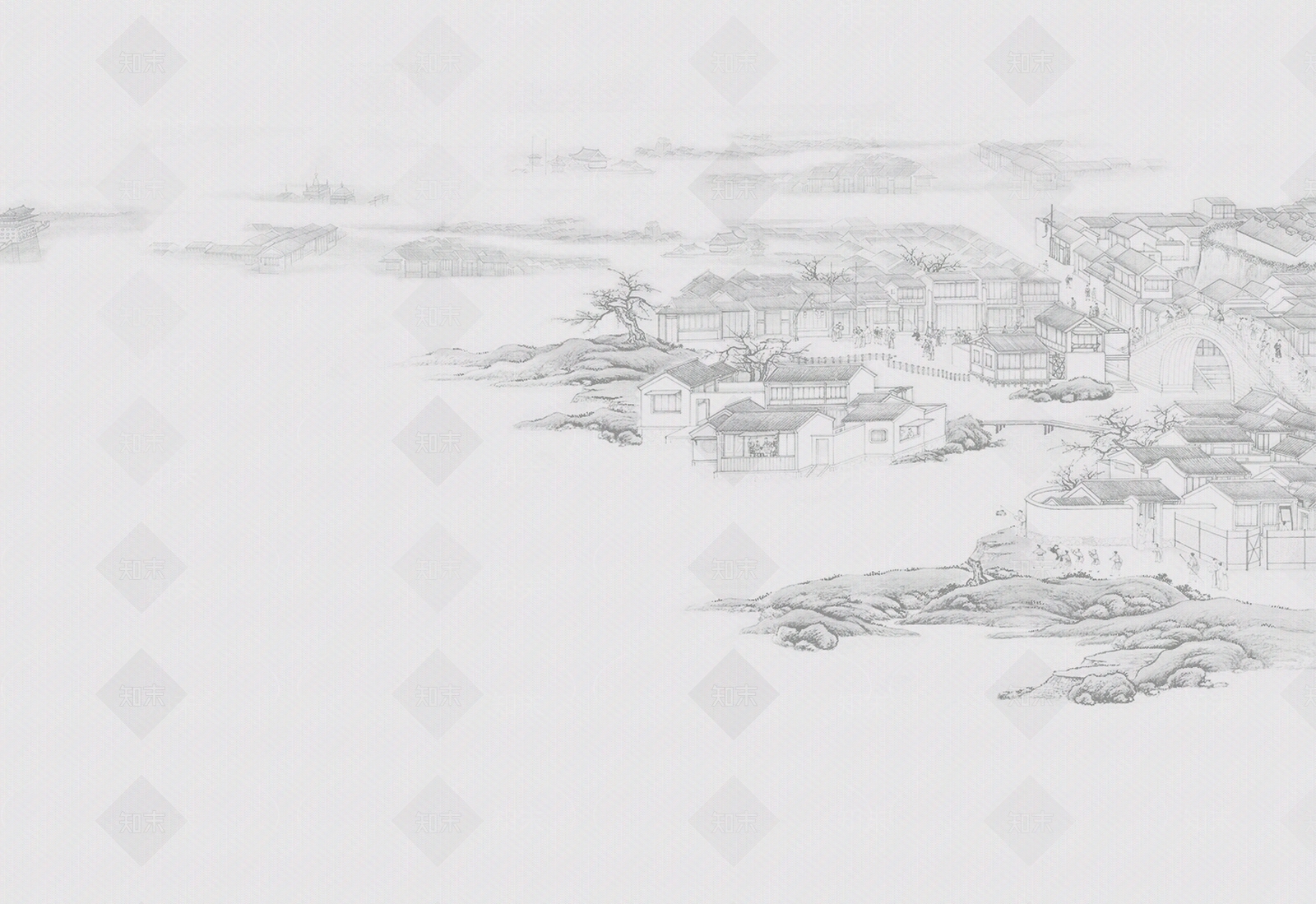 中式庭院墙纸贴图下载【ID:1136514690】