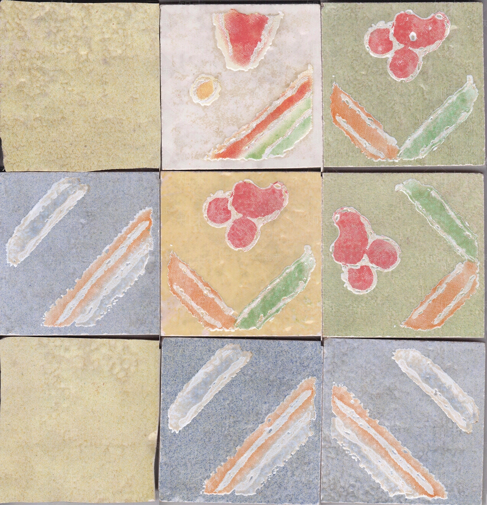 仿古花纹田园彩绘地砖贴图下载【ID:1136515006】