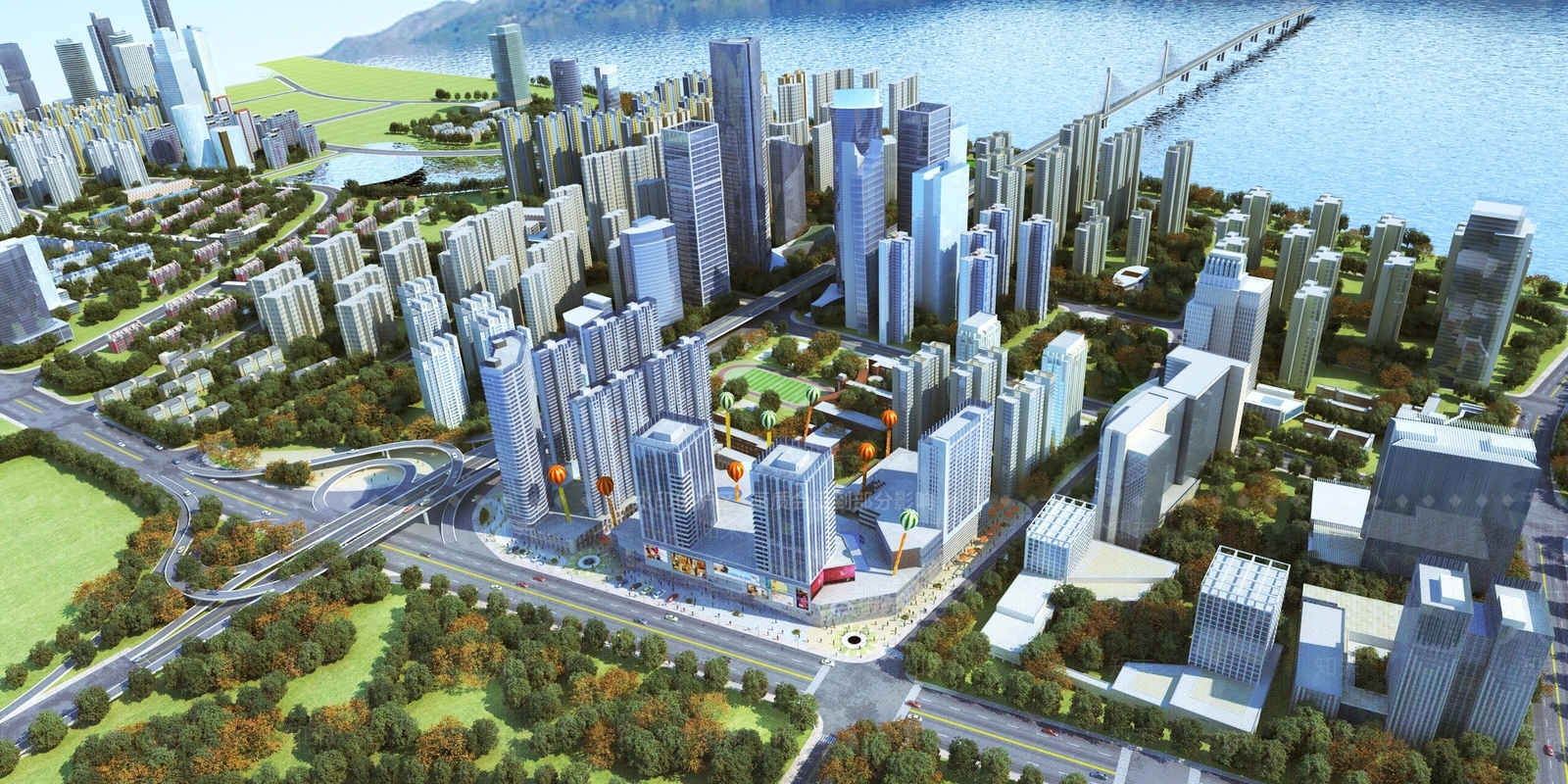 现代鸟瞰规划3D模型下载【ID:1136516765】