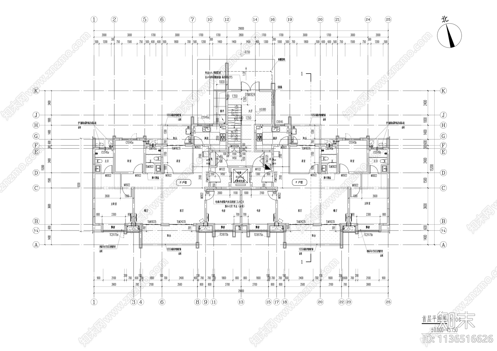 多层住宅建筑cad施工图下载【ID:1136516626】