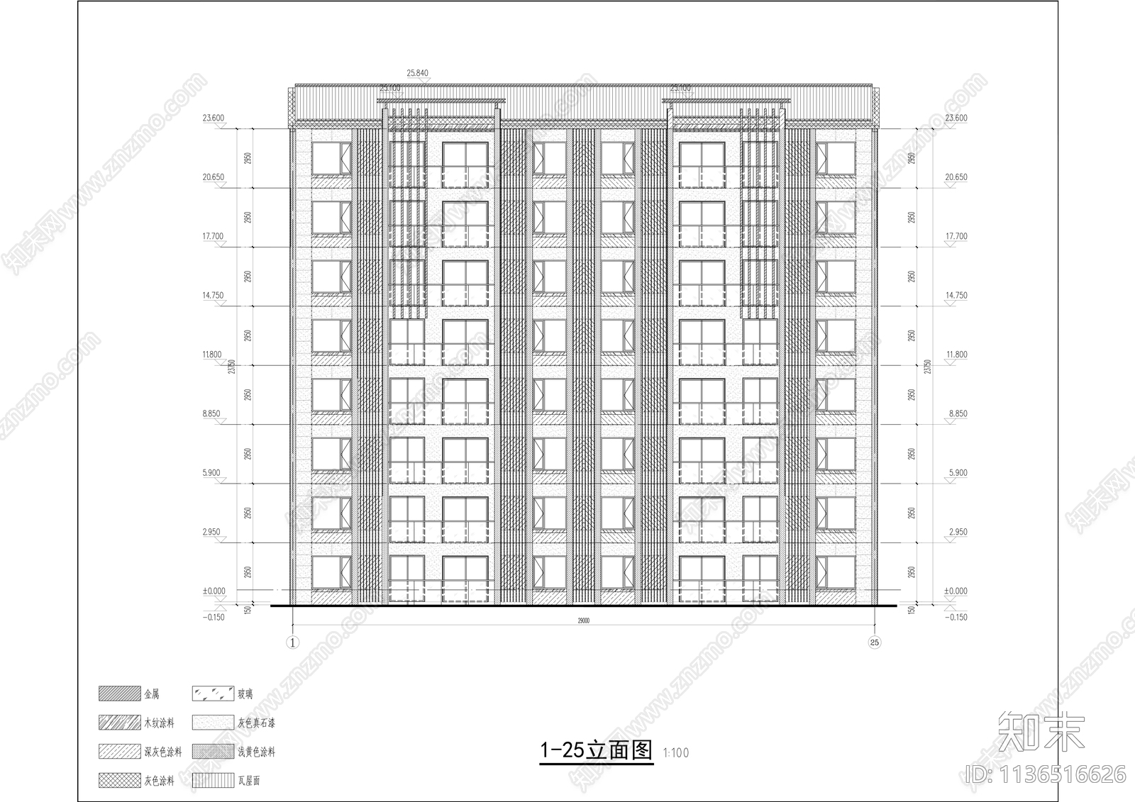 多层住宅建筑cad施工图下载【ID:1136516626】