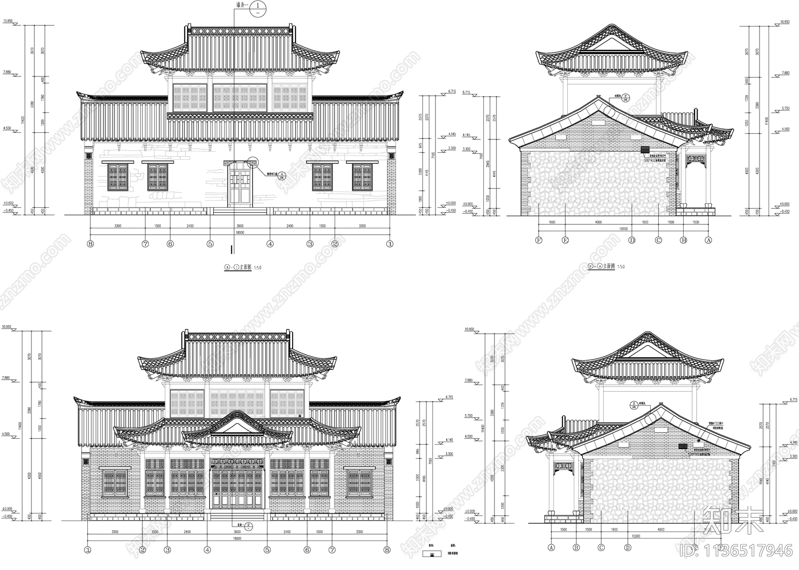 古建筑cad施工图下载【ID:1136517946】