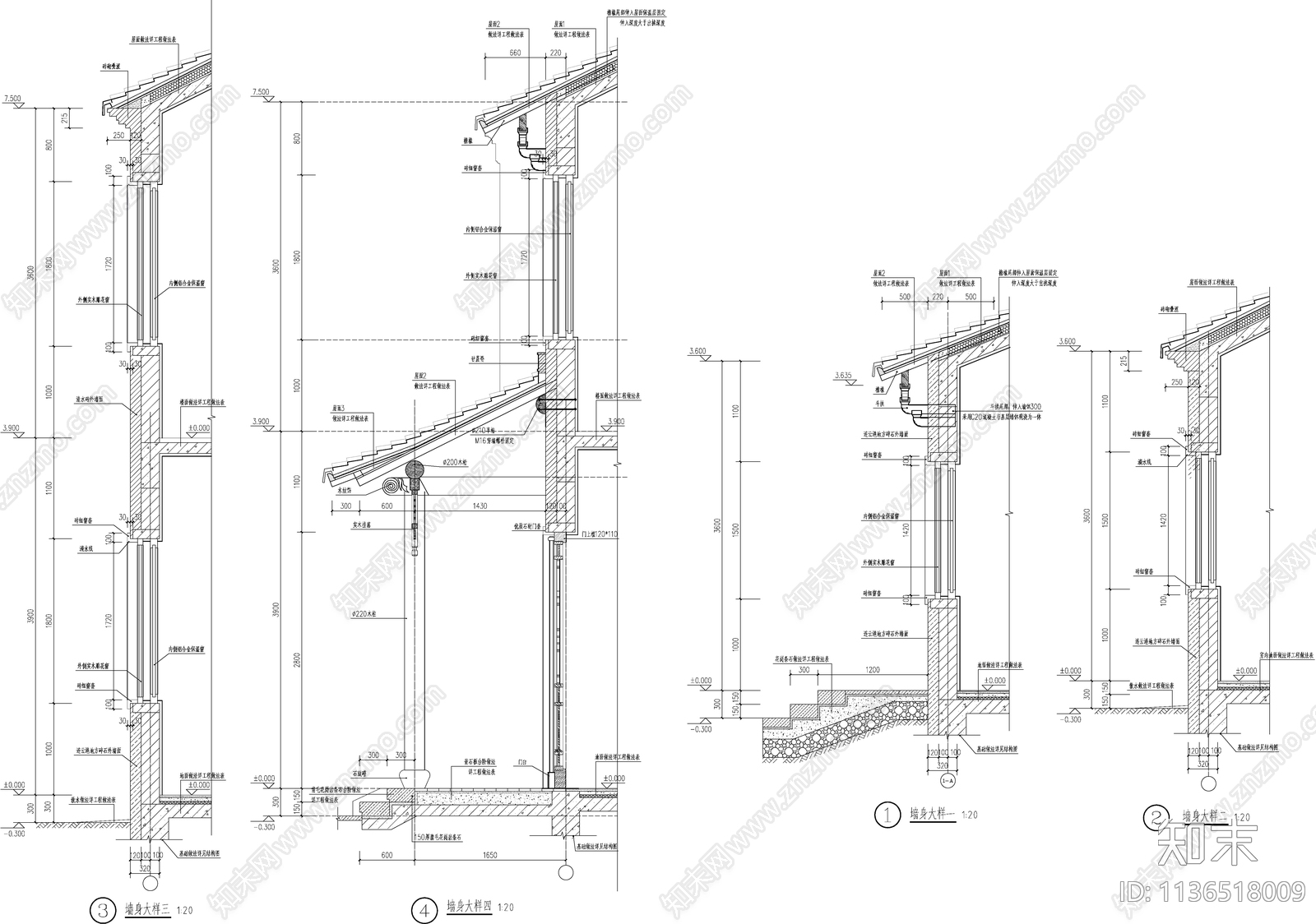 古建筑别墅cad施工图下载【ID:1136518009】