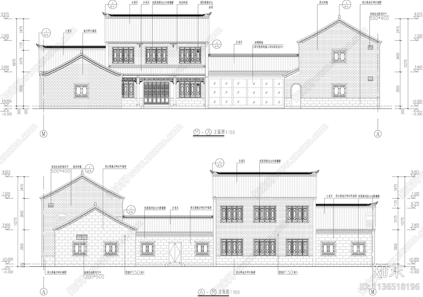 古建筑别墅cad施工图下载【ID:1136518196】