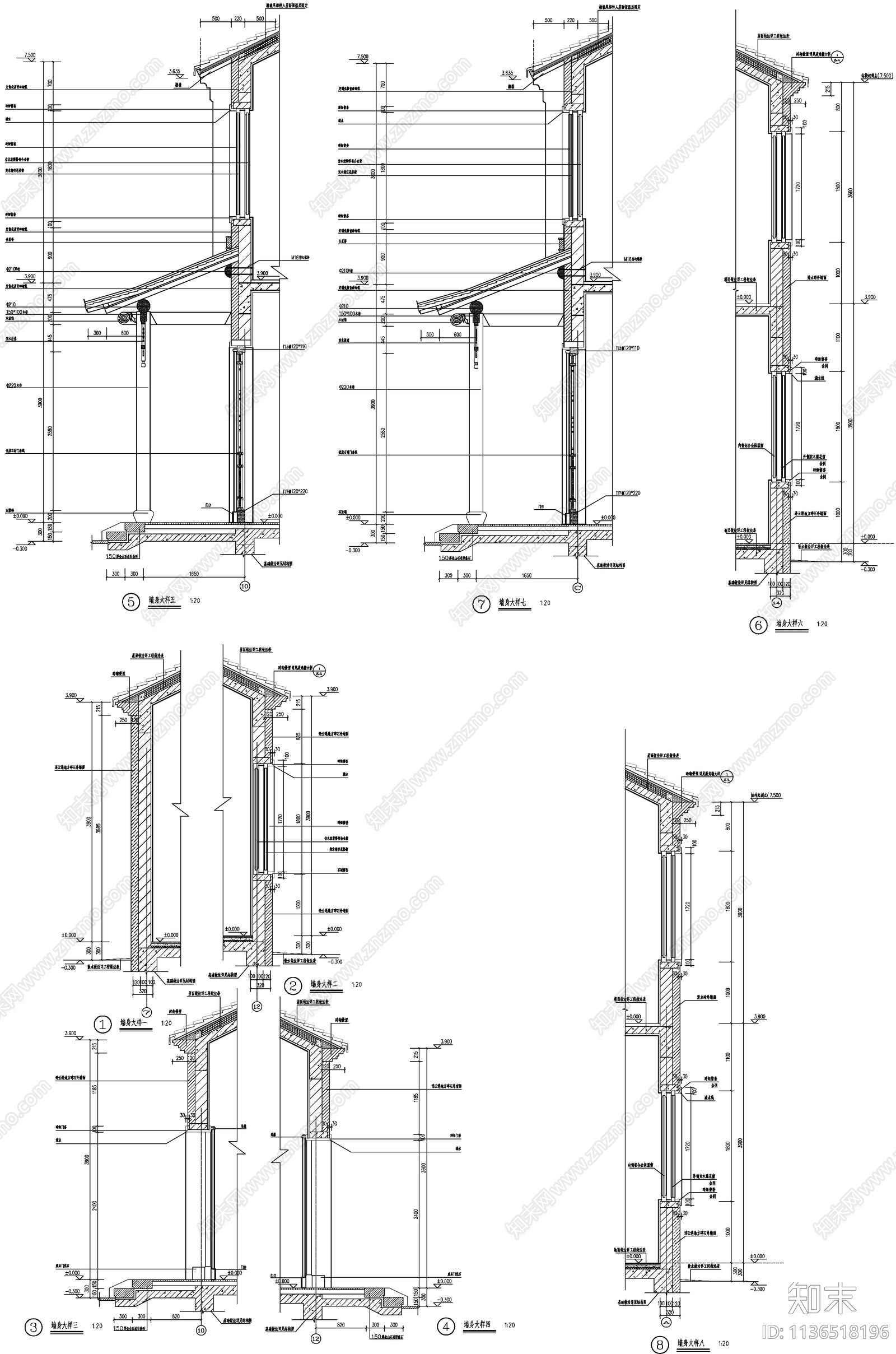 古建筑别墅cad施工图下载【ID:1136518196】