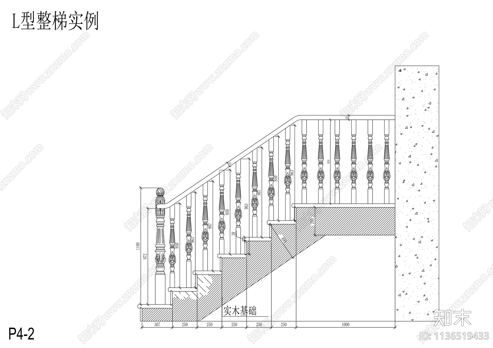 木楼梯大样cad施工图下载【ID:1136519433】