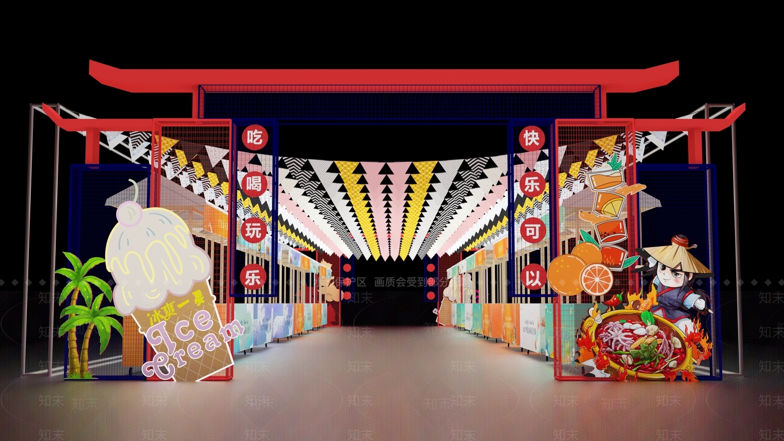 新中式廊架3D模型下载【ID:1136808734】