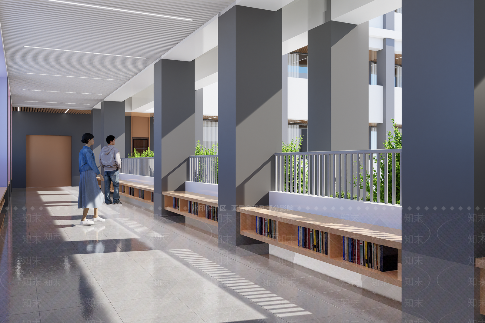 现代学校连廊通道SU模型下载【ID:1136525504】