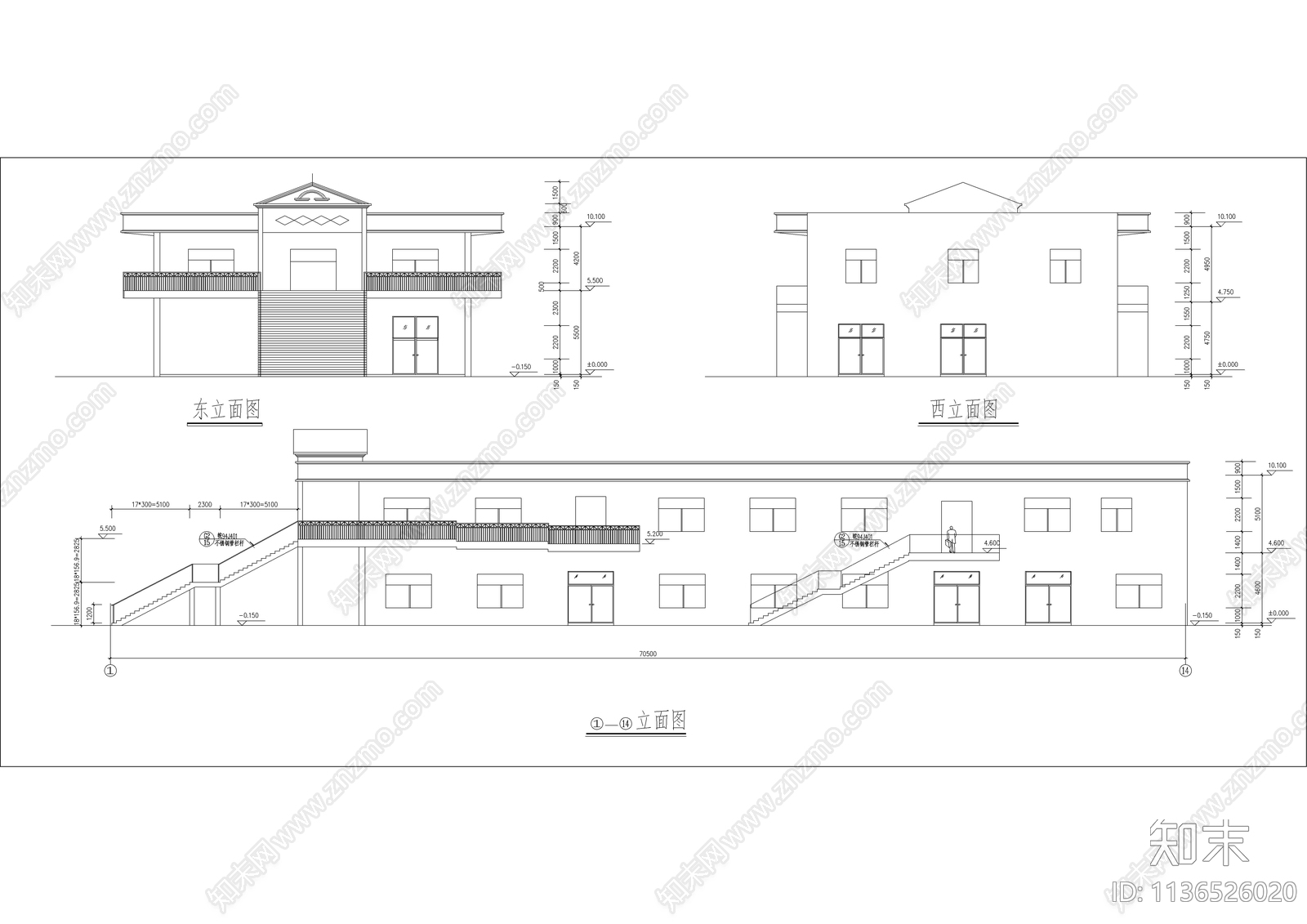 食堂综合楼建筑cad施工图下载【ID:1136526020】