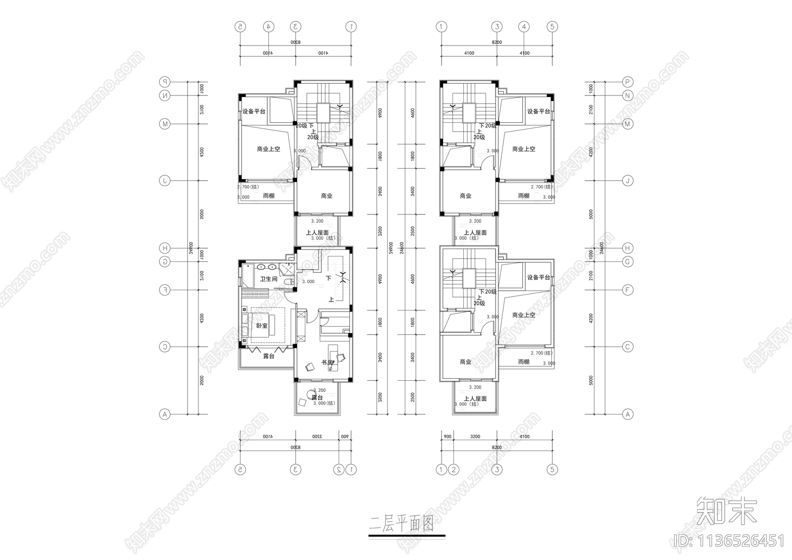 多层合院联排别墅建筑效果图cad施工图下载【ID:1136526451】