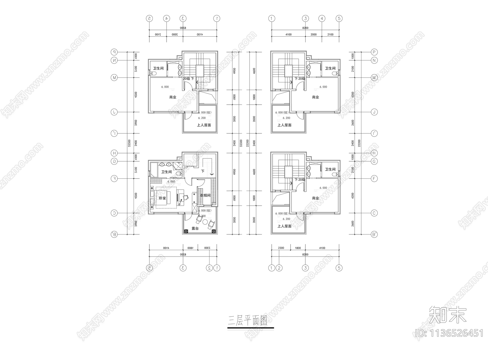 多层合院联排别墅建筑效果图cad施工图下载【ID:1136526451】