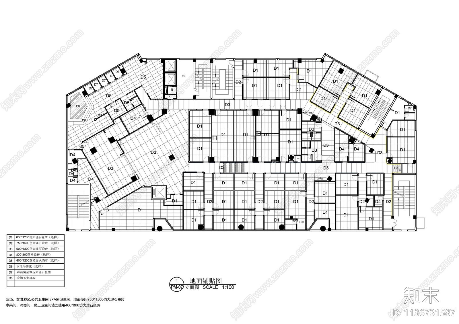 足浴会所平面cad施工图下载【ID:1136731587】
