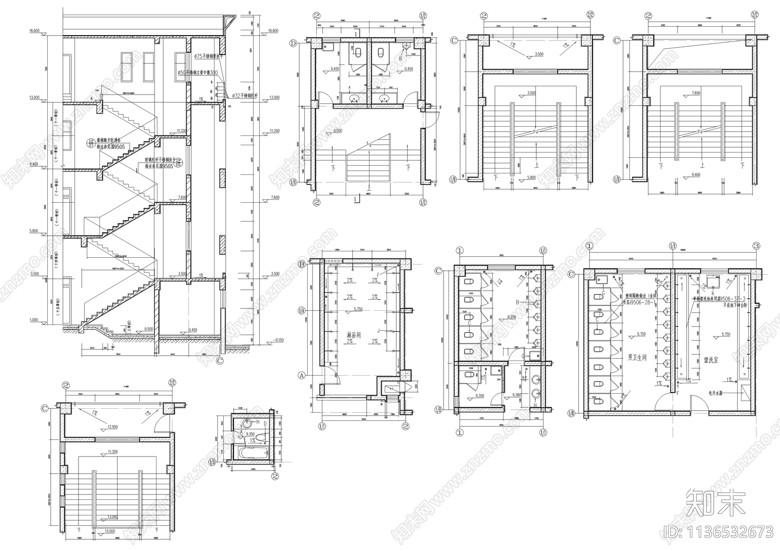 消防队办公指挥楼建筑cad施工图下载【ID:1136532673】