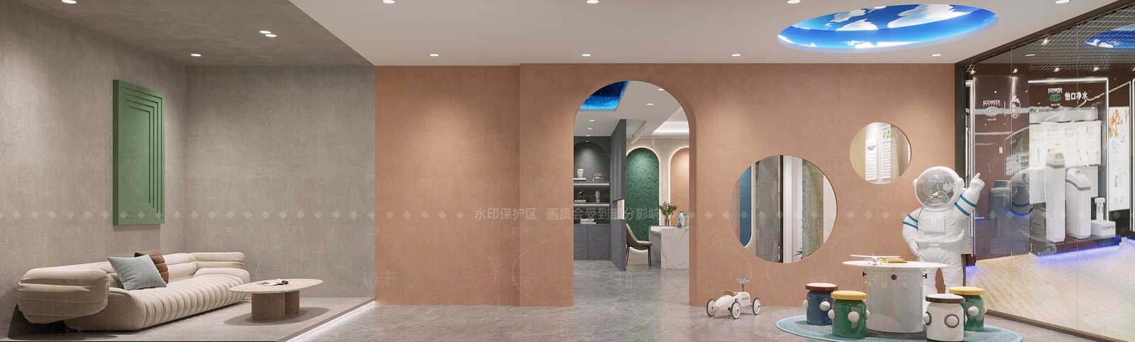 现代涂料展厅3D模型下载【ID:1136535153】