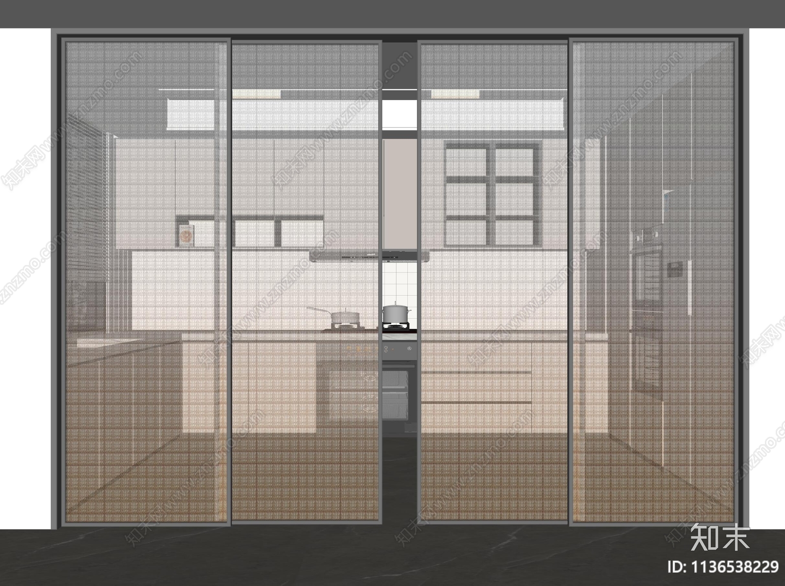 现代玻璃推拉门SU模型下载【ID:1136538229】