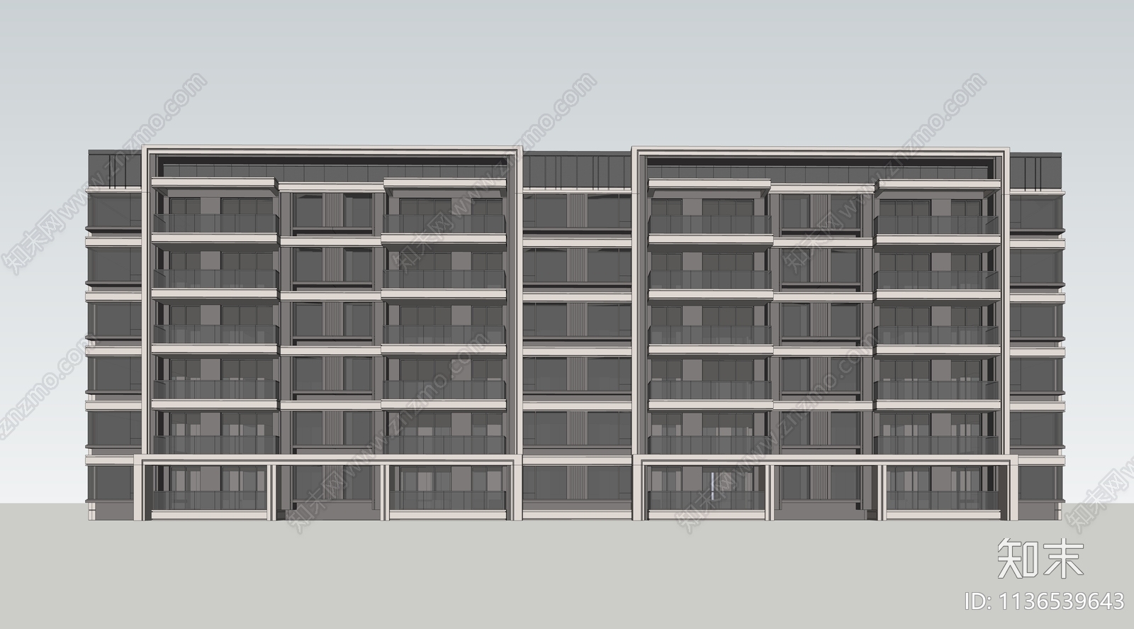 现代风格多层住宅SU模型下载【ID:1136539643】