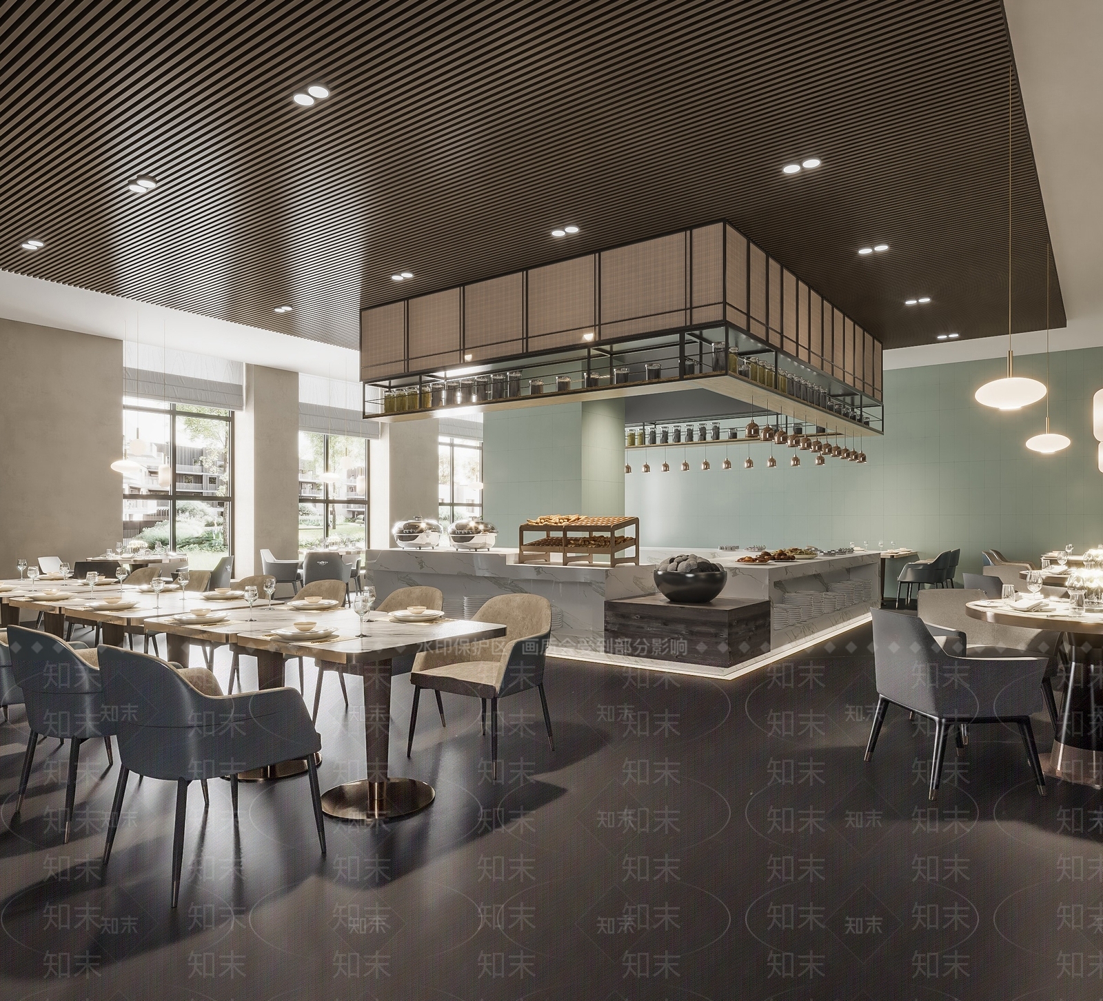 现代自助餐厅3D模型下载【ID:1136544589】