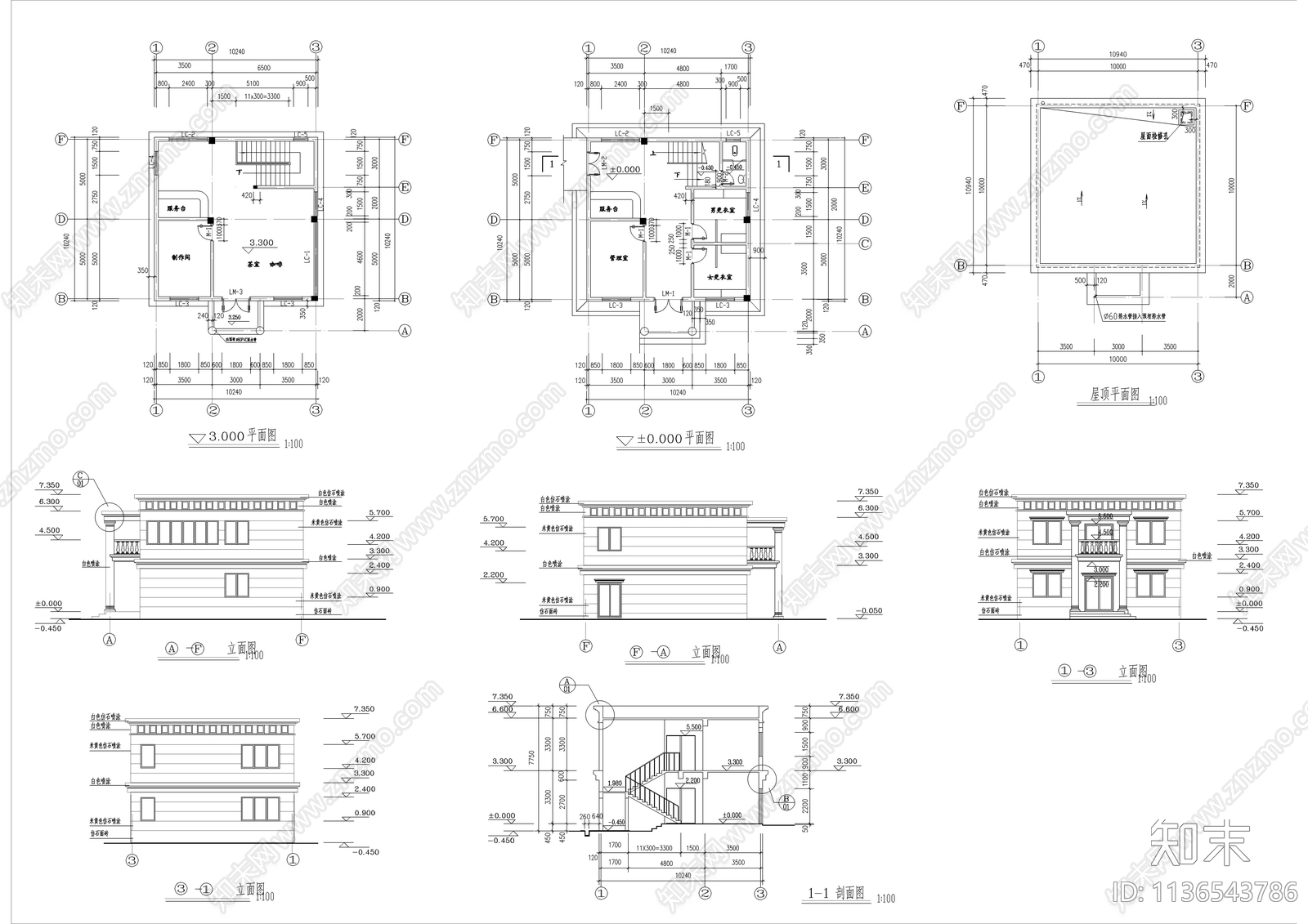 村活动中心建筑cad施工图下载【ID:1136543786】