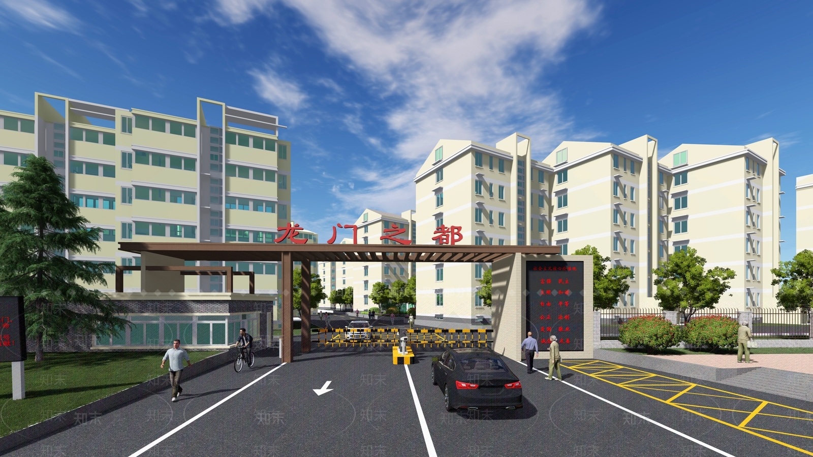现代小区入口大门SU模型下载【ID:1136545491】