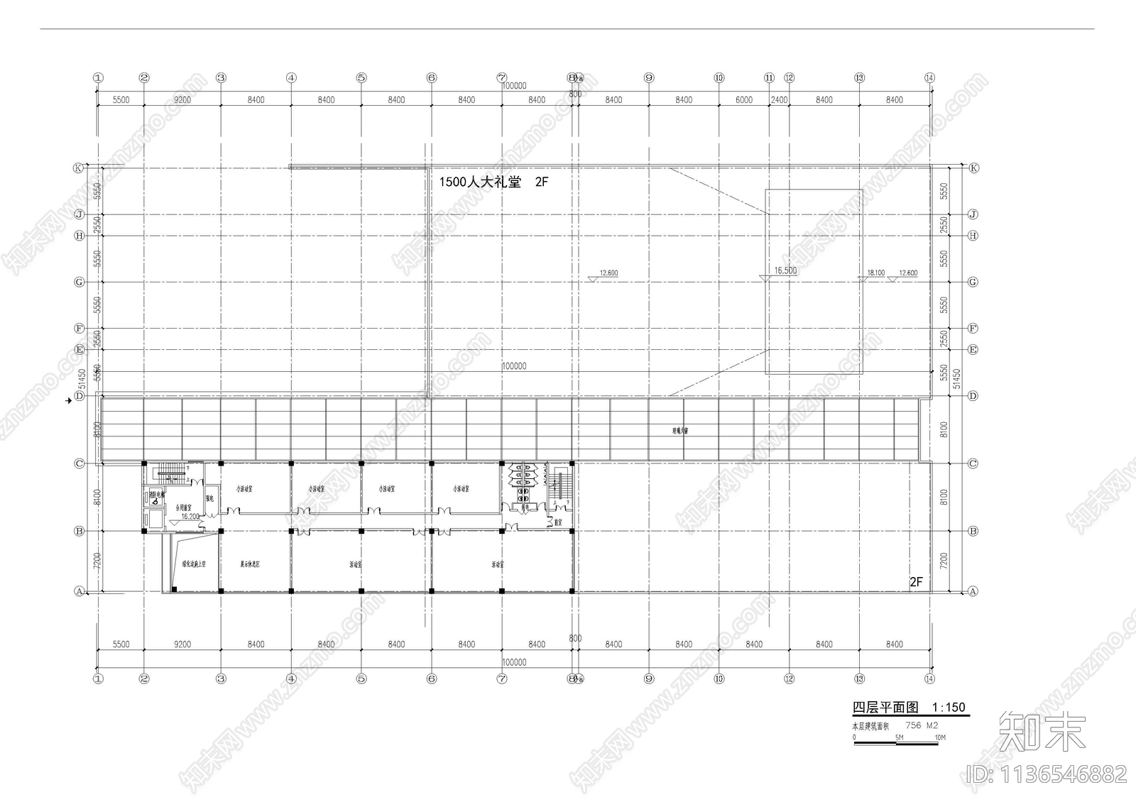 大学生活动中心建筑cad施工图下载【ID:1136546882】