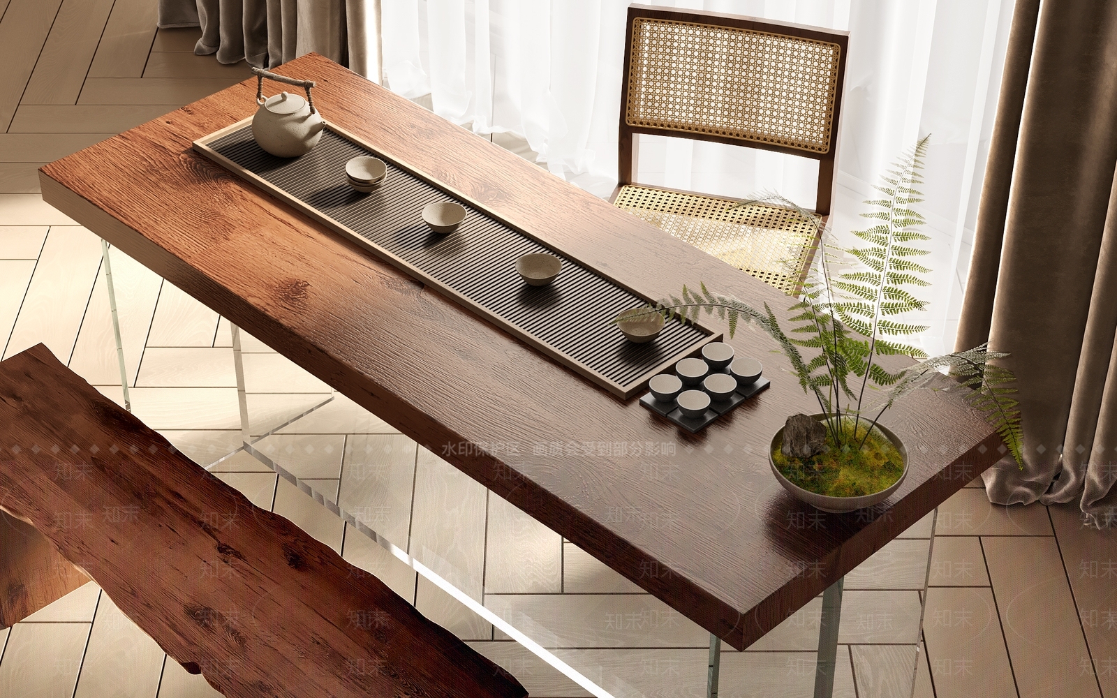 新中式茶桌椅3D模型下载【ID:1136548533】