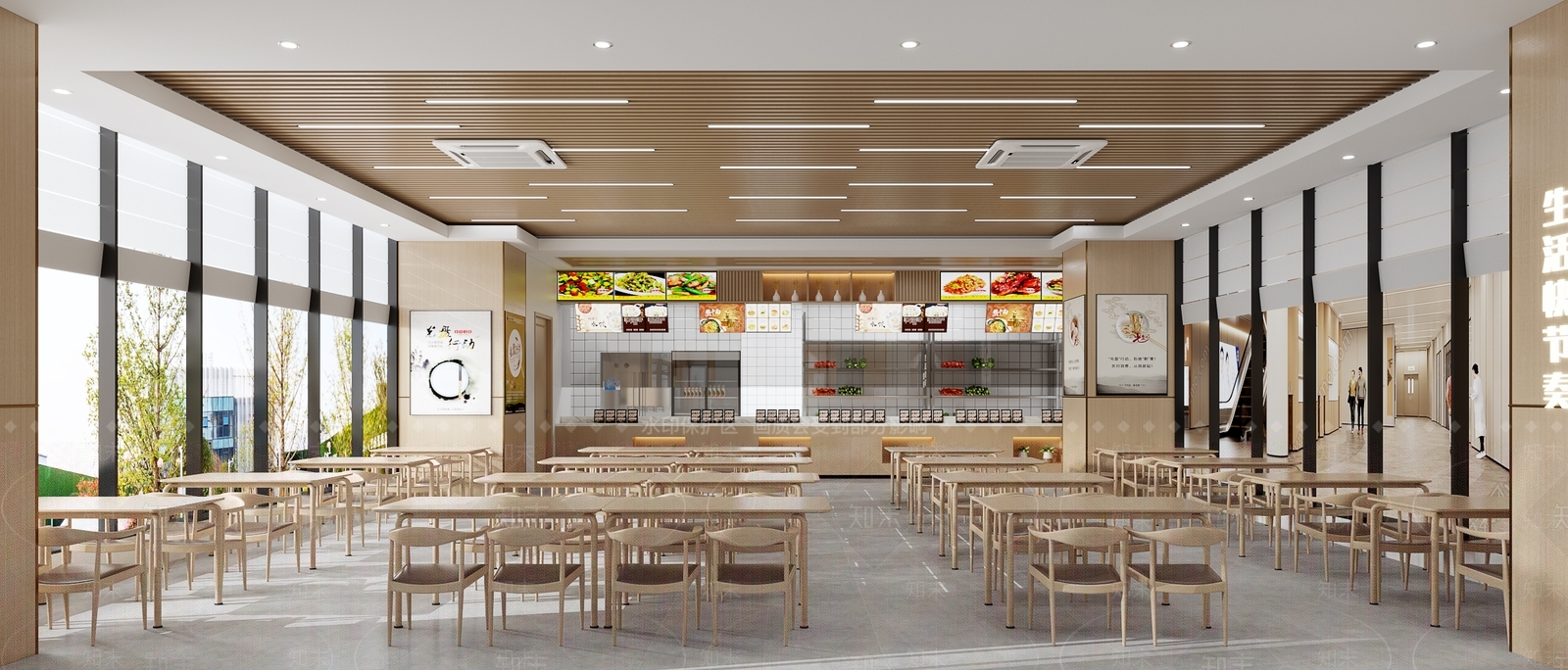 现代学校员工食堂3D模型下载【ID:1136549682】