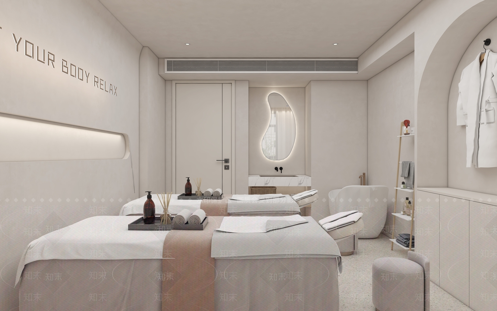 现代极简美容SPA店包厢3D模型下载【ID:1136551340】