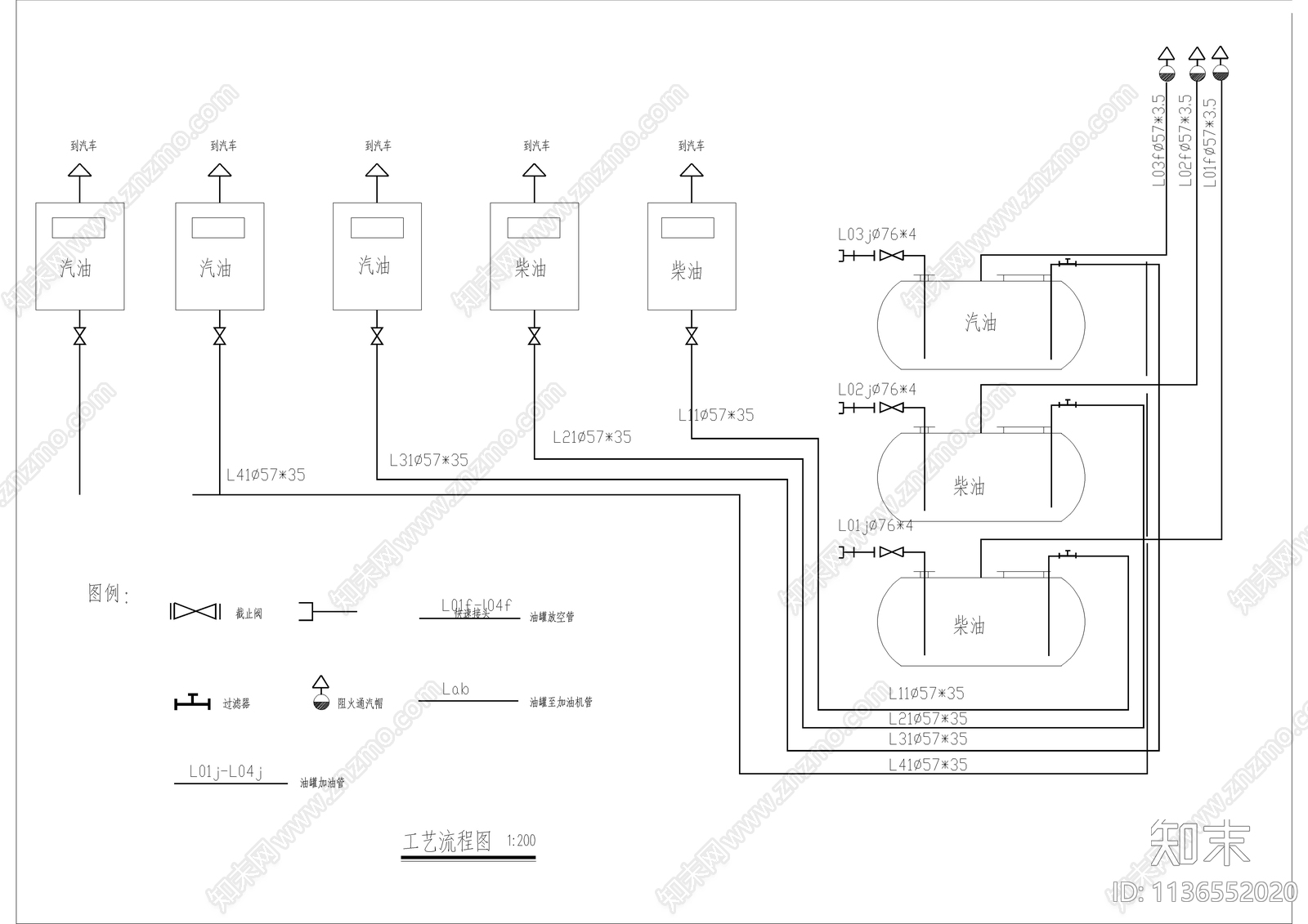 三形地块加油站建筑cad施工图下载【ID:1136552020】