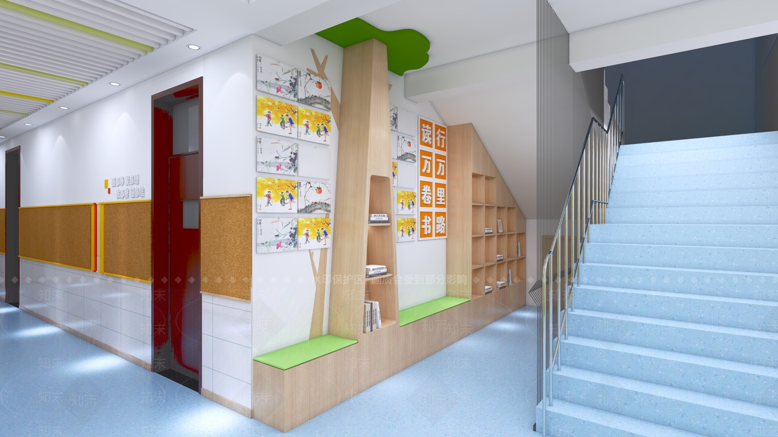 现代学生休闲阅读角3D模型下载【ID:1136552037】