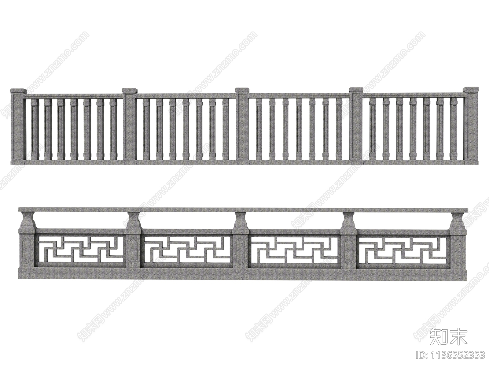 中式石栏杆SU模型下载【ID:1136552353】