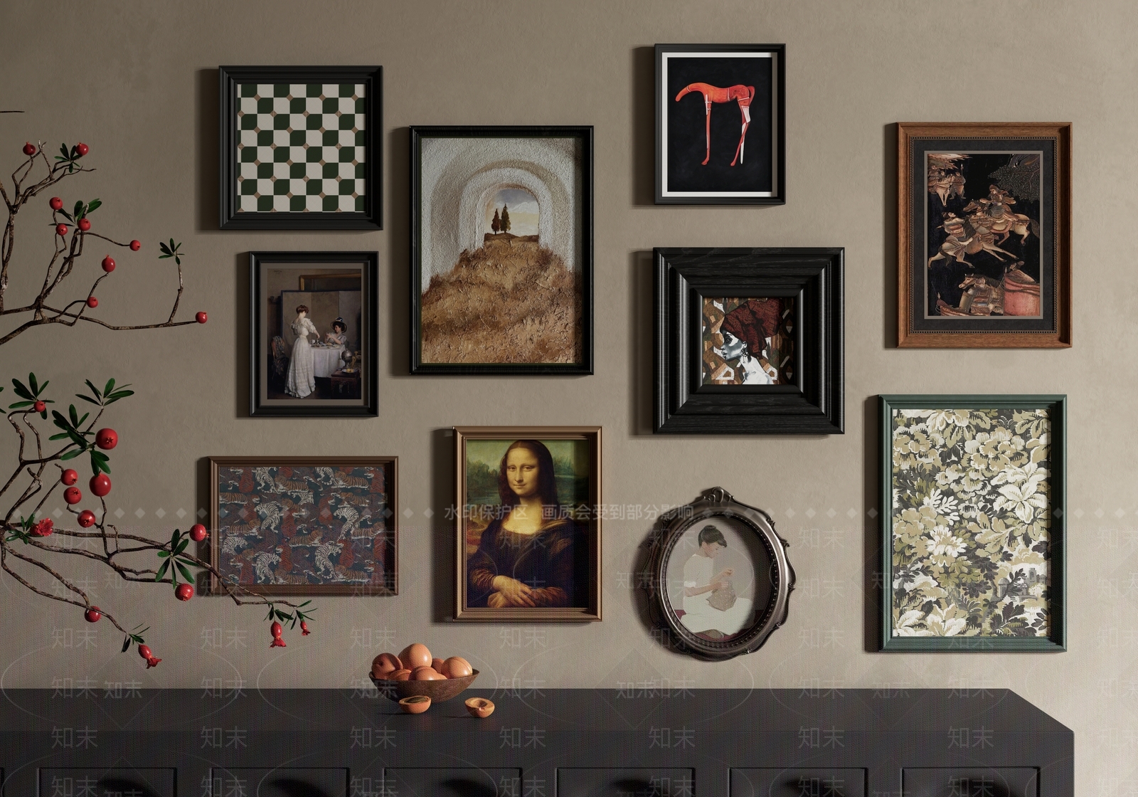 现代中古装饰画SU模型下载【ID:1136553139】_知末su模型网