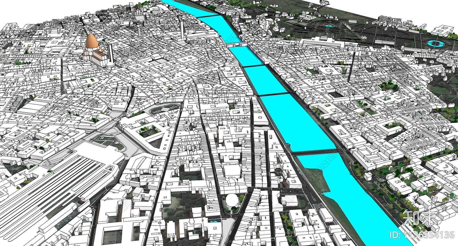 意大利佛罗伦萨城市规划SU模型下载【ID:1136554136】