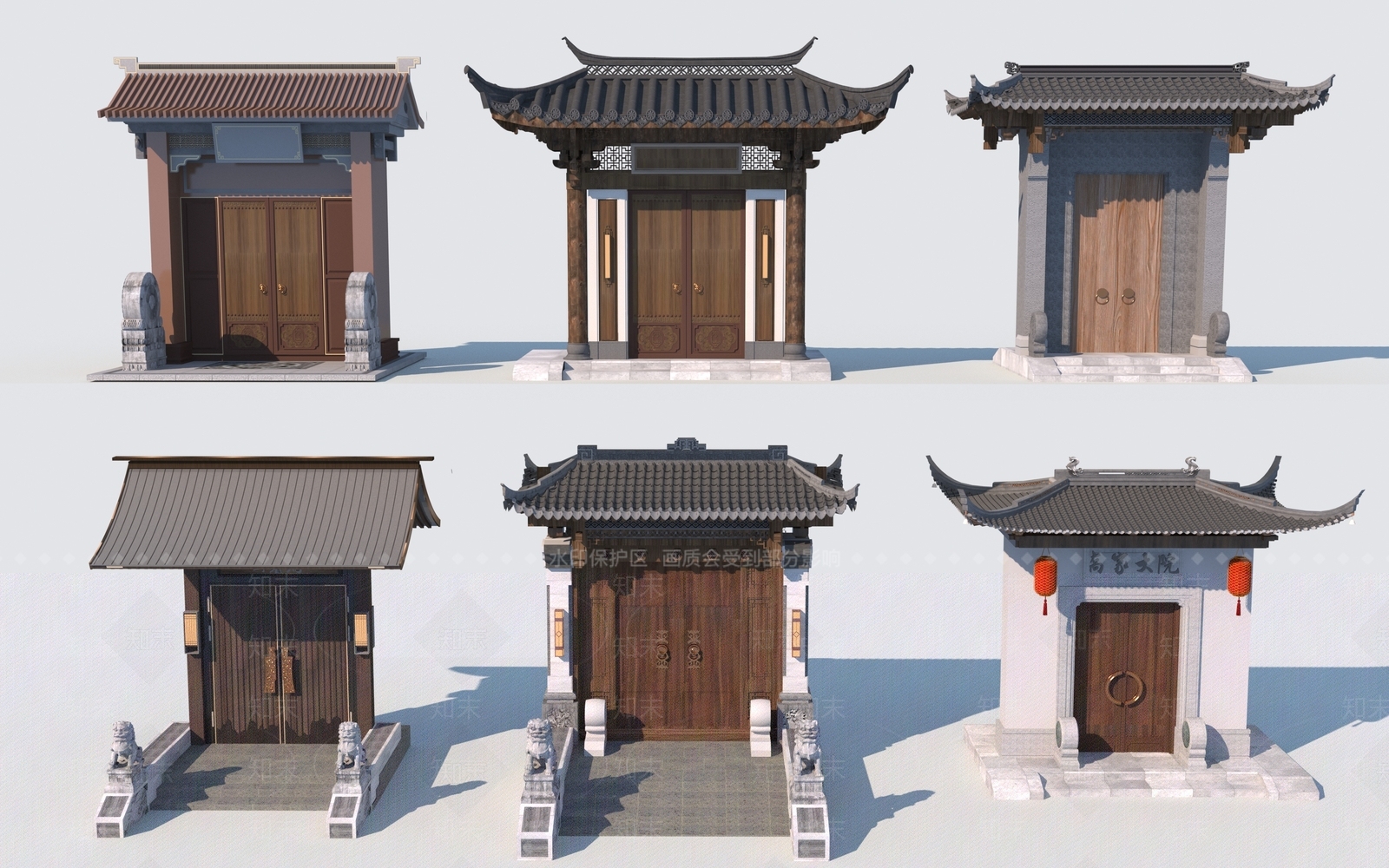 中式别墅庭院门头3D模型下载【ID:1136554153】