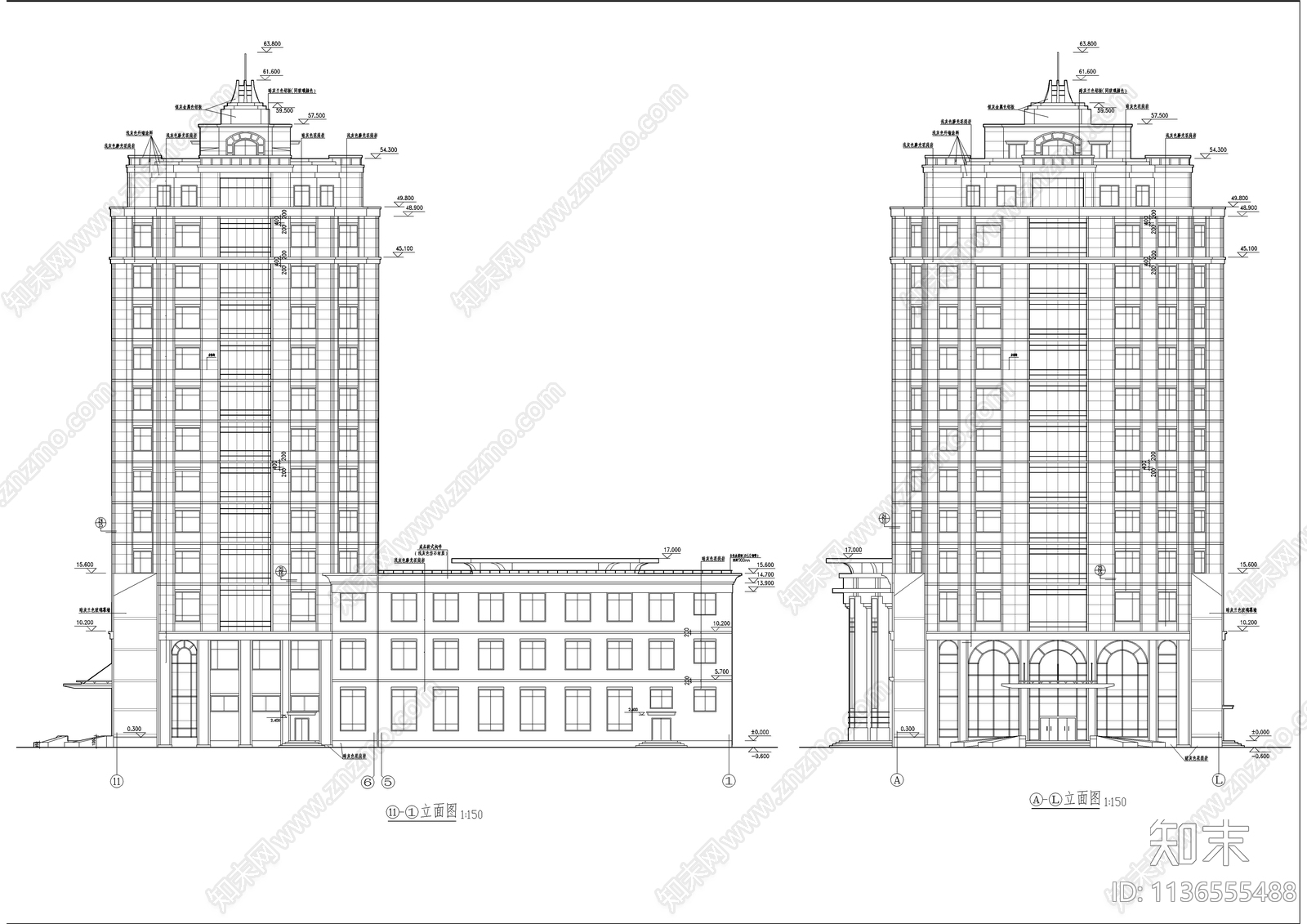 总工会综合楼建筑cad施工图下载【ID:1136555488】