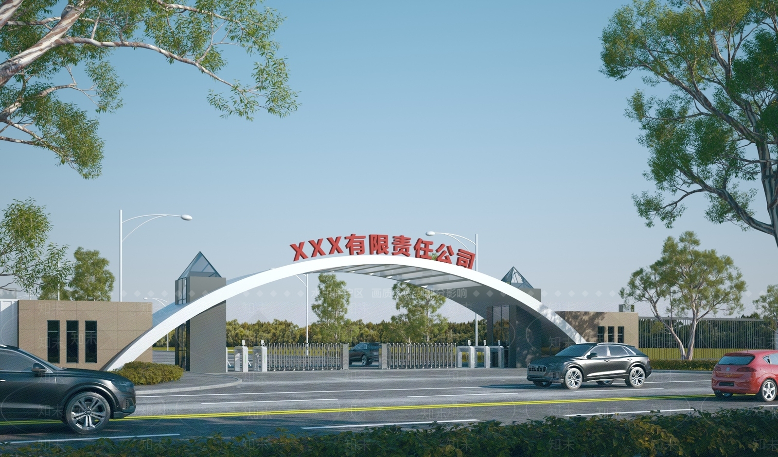 现代厂区大门3D模型下载【ID:1136556024】