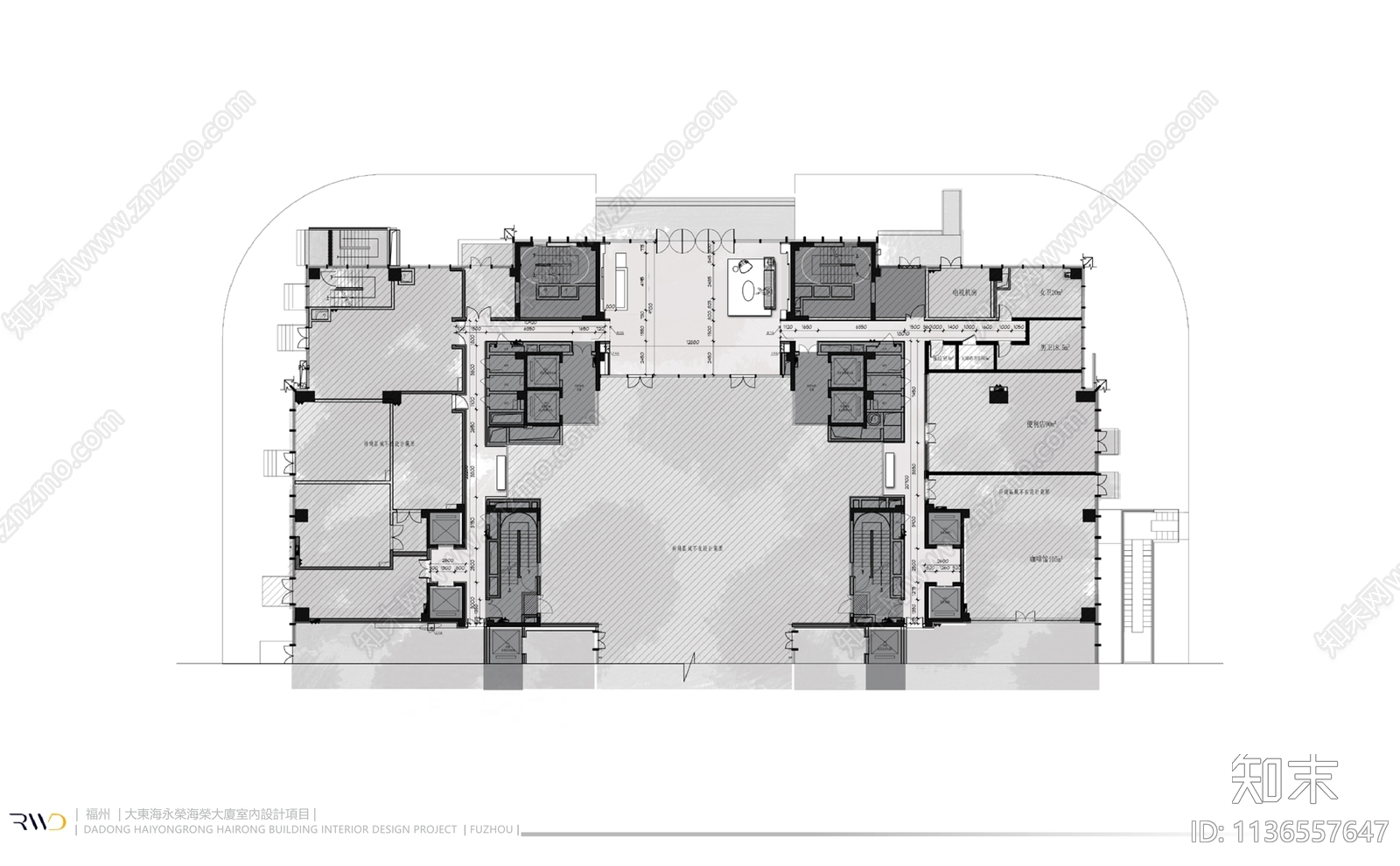 公寓大堂及走道施工图cad施工图下载【ID:1136557647】