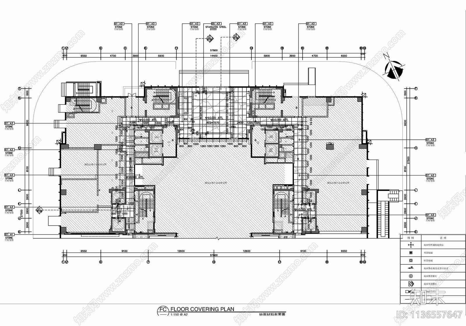 公寓大堂及走道施工图cad施工图下载【ID:1136557647】