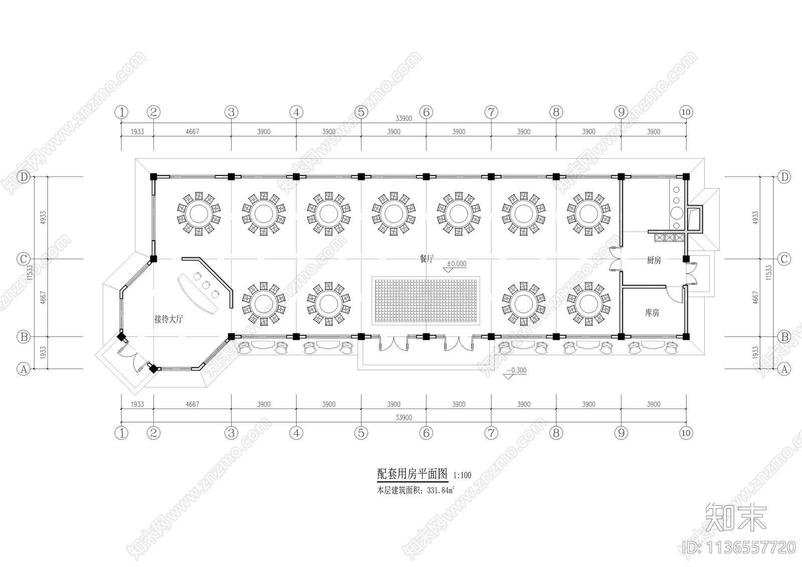 欧式风情餐厅建筑效果图cad施工图下载【ID:1136557720】