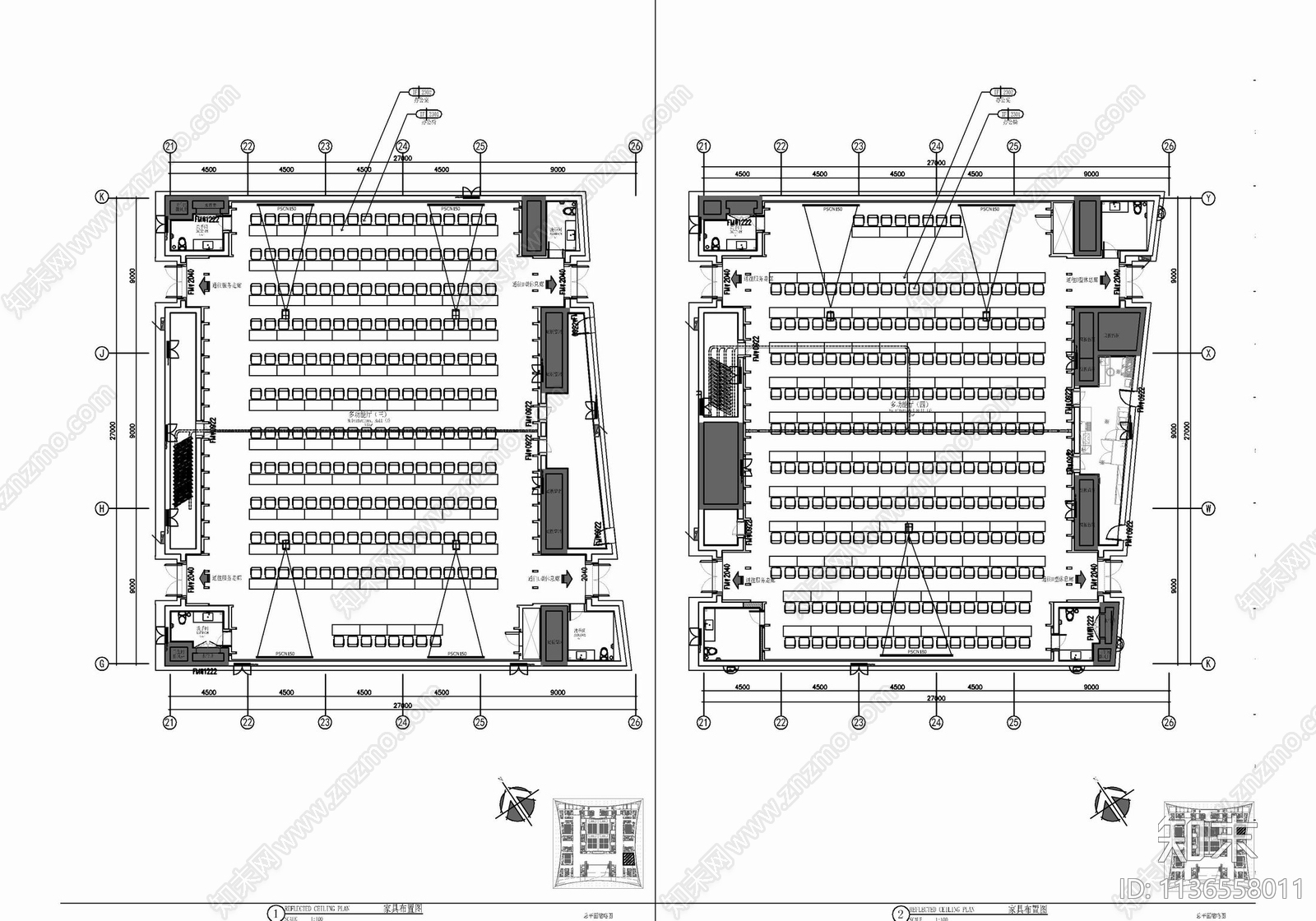 大型报告厅室内cad施工图下载【ID:1136558011】