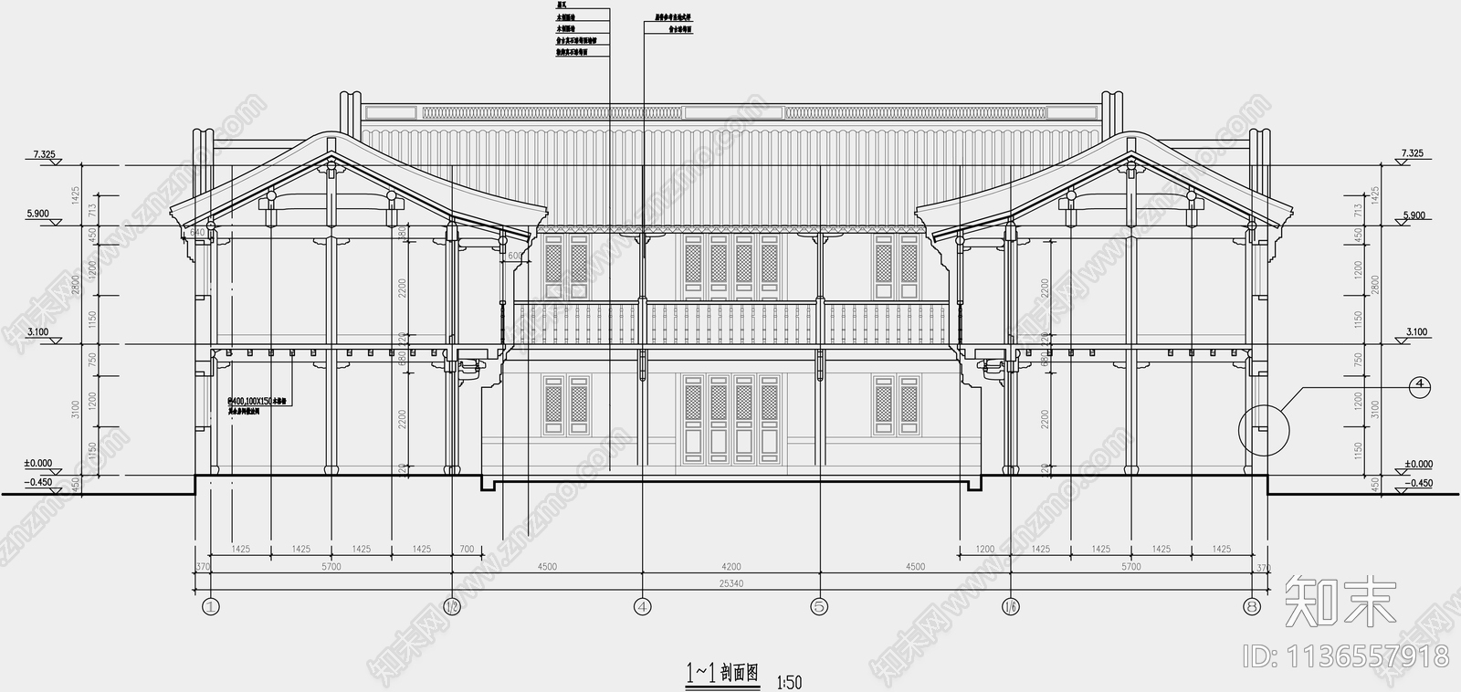 仿古建筑cad施工图下载【ID:1136557918】