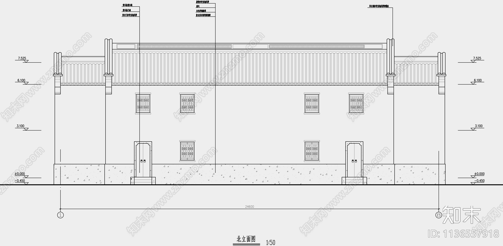 仿古建筑cad施工图下载【ID:1136557918】