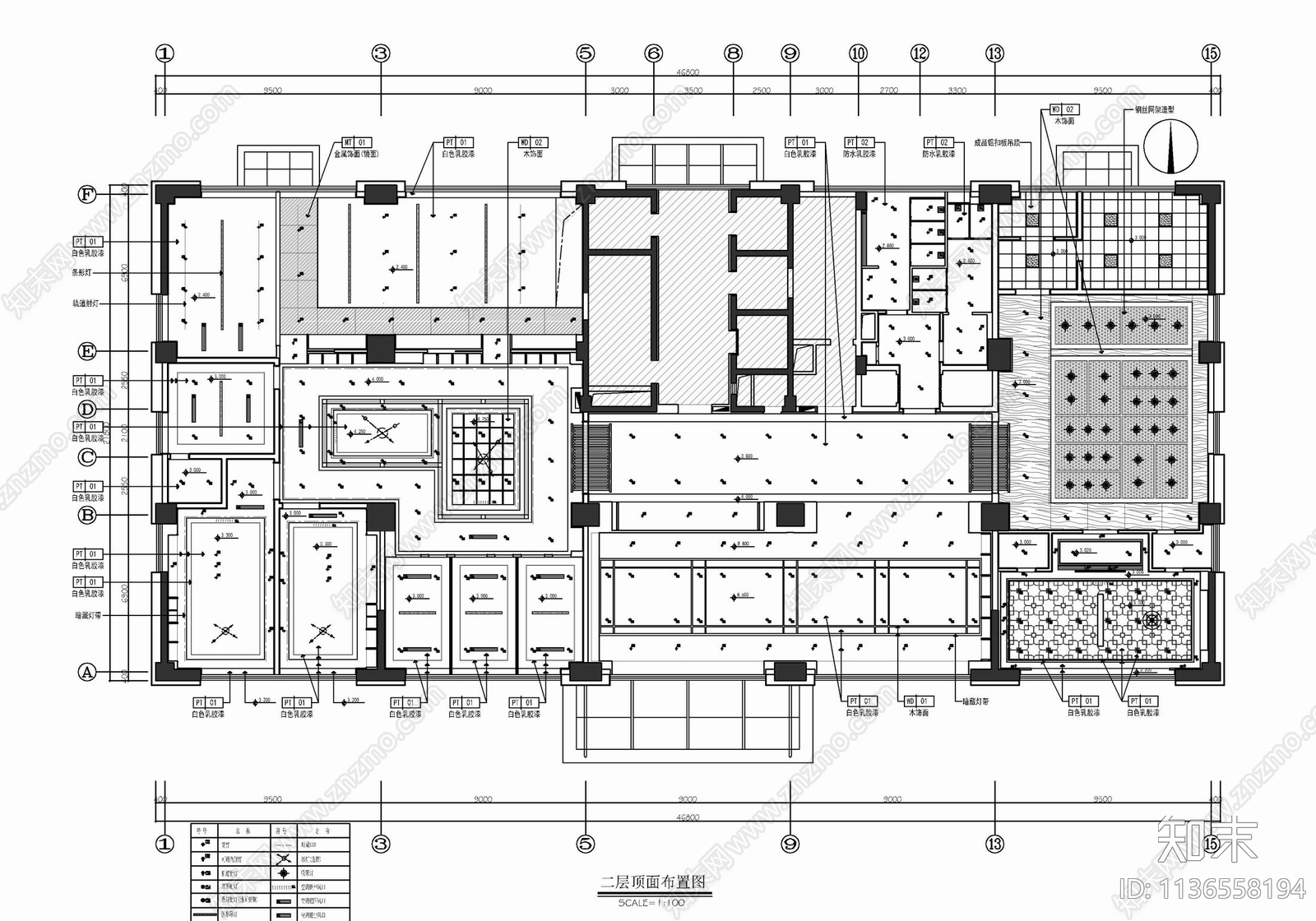 2000㎡办公室室内cad施工图下载【ID:1136558194】