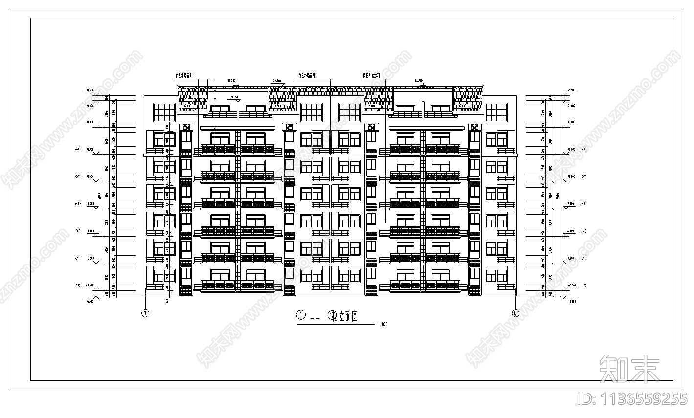 湖北省武汉市江夏区姜家畈住宅小区1号楼cad施工图下载【ID:1136559255】