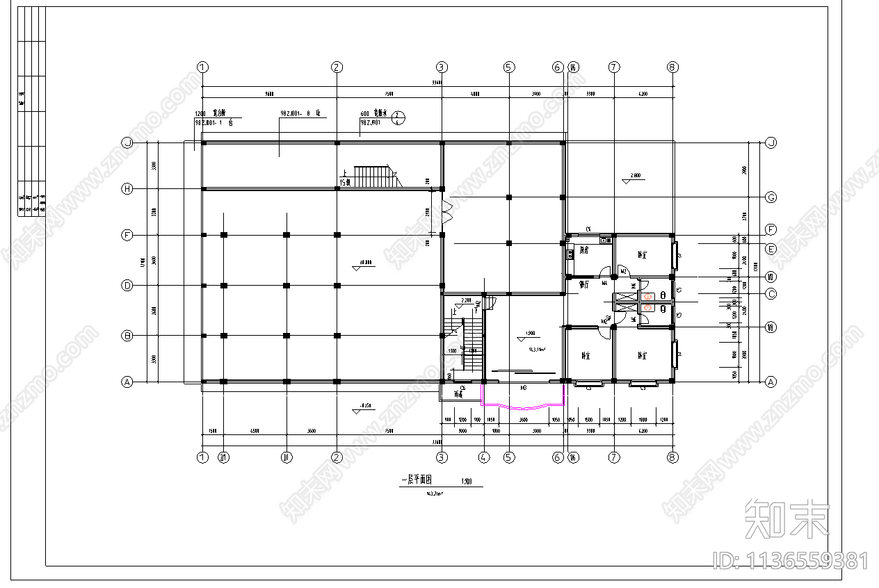 蝴蝶园住宅楼cad施工图下载【ID:1136559381】