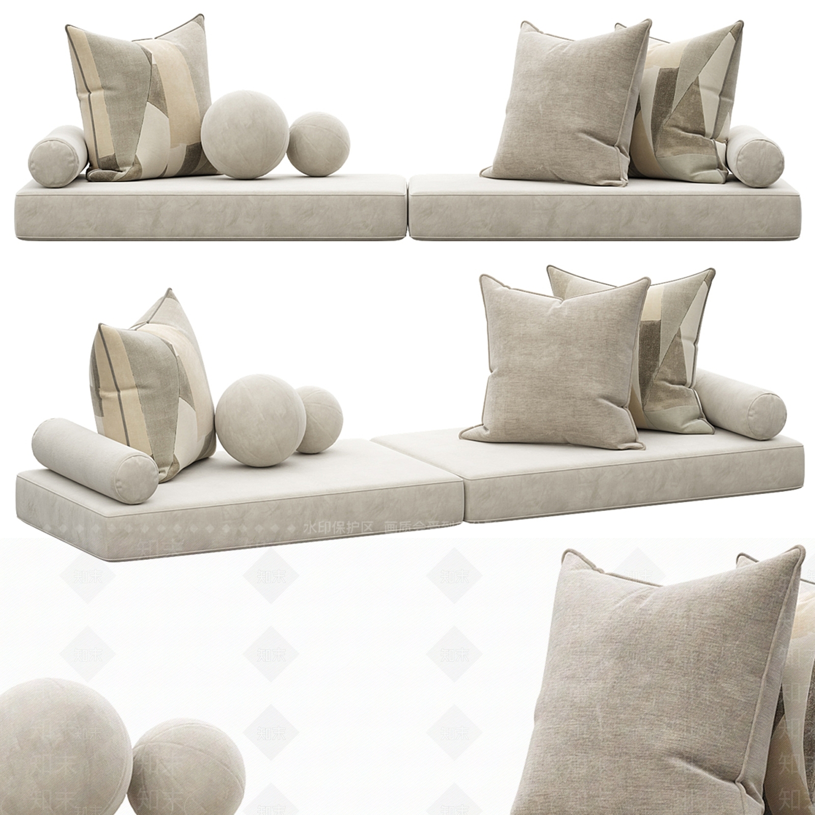 现代沙发垫3D模型下载【ID:1136563422】